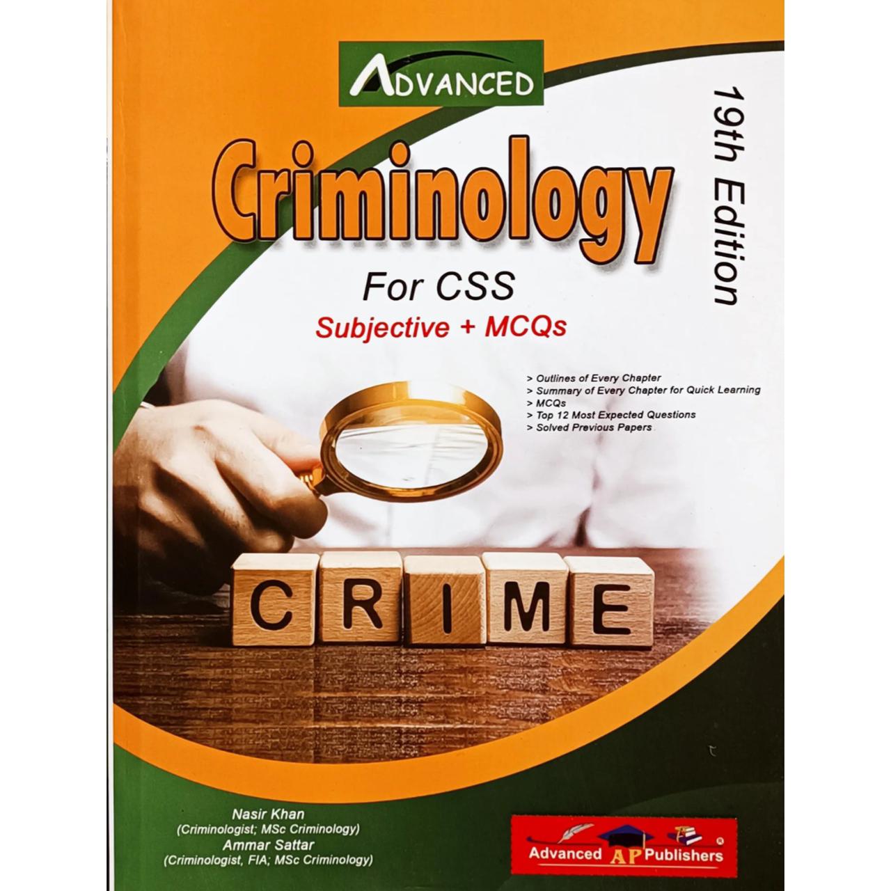 Criminology For CSS By Nasir Khan Advance Publisher